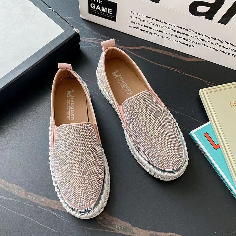 Dame Glitrende Slip-On Sneakers med elastiske indsats og skridsikker sål Stilla