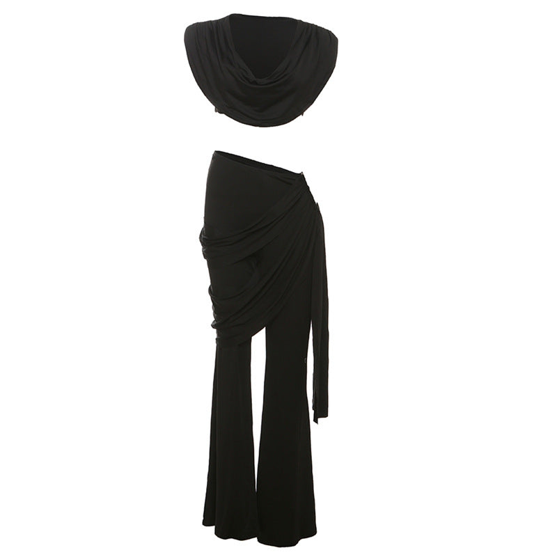 Damer Elegant Ensemble med flydende top og bredt ben Skovae