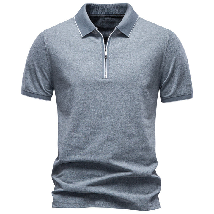 Herrer nan åndbart kortærmet polo shirt med halv højt lynlås og piqué struktur Skovae