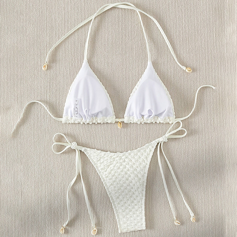 Dame triangel-bikini med elastisk design og raffinerede bindebånd Skovae