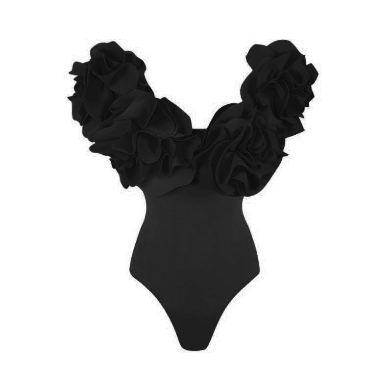 Dame one-piece badedragt med voluminøse flæser Skovae