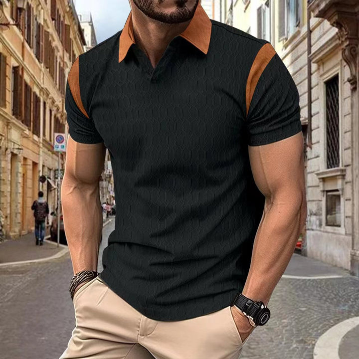Herrer kortærmet poloshirt med elegant strukturelt design og fashionable kontrastelementer Stilla