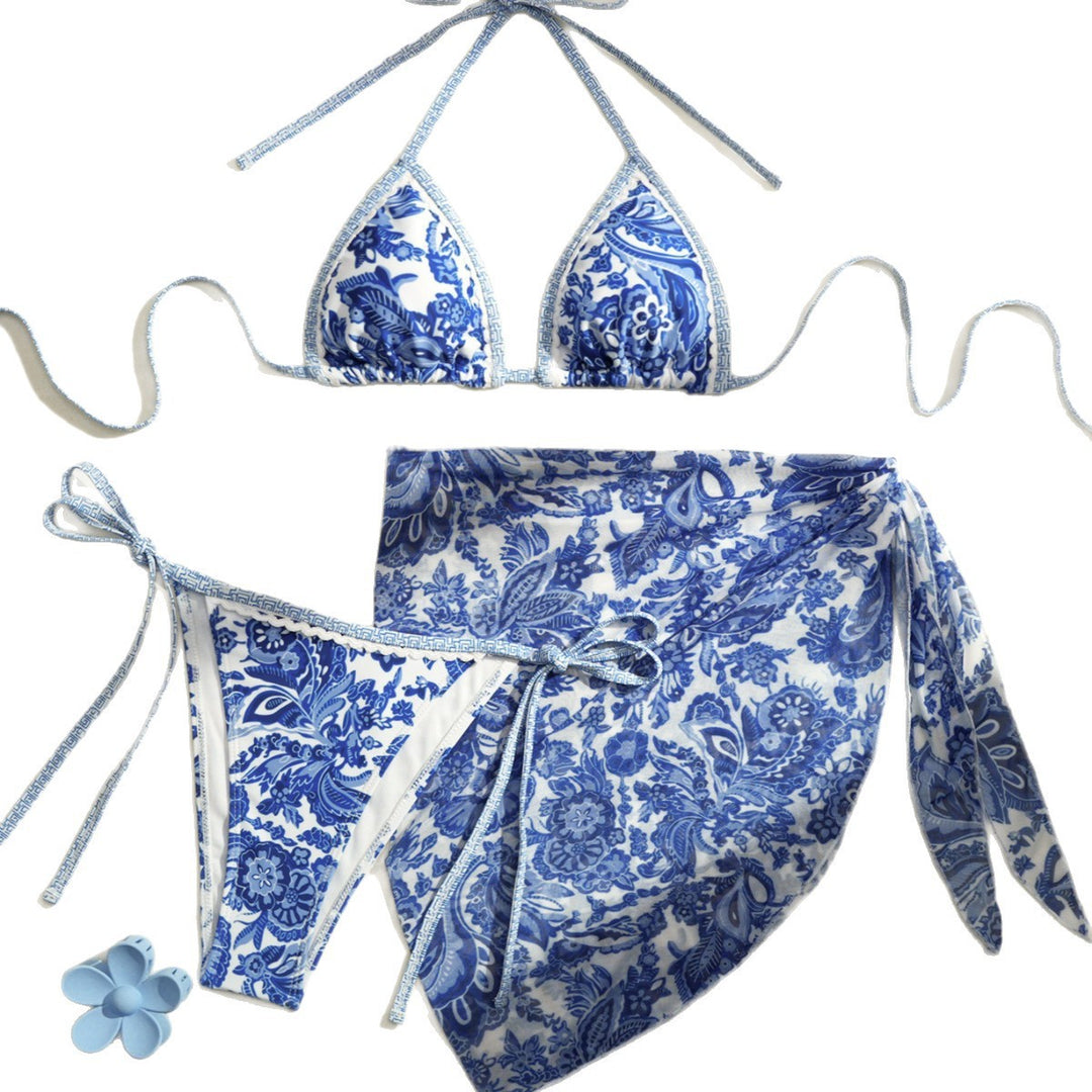 Dame Triangel-Bikini med blomsterdesign Skovae