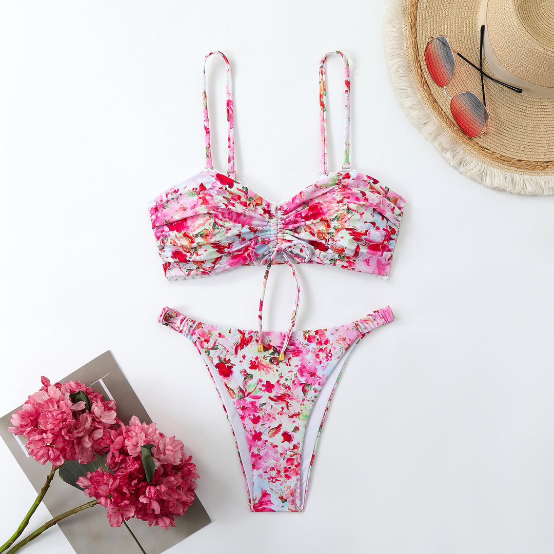 Dame Bandeau-bikini med raffinerede flæse-detaljer Skovae