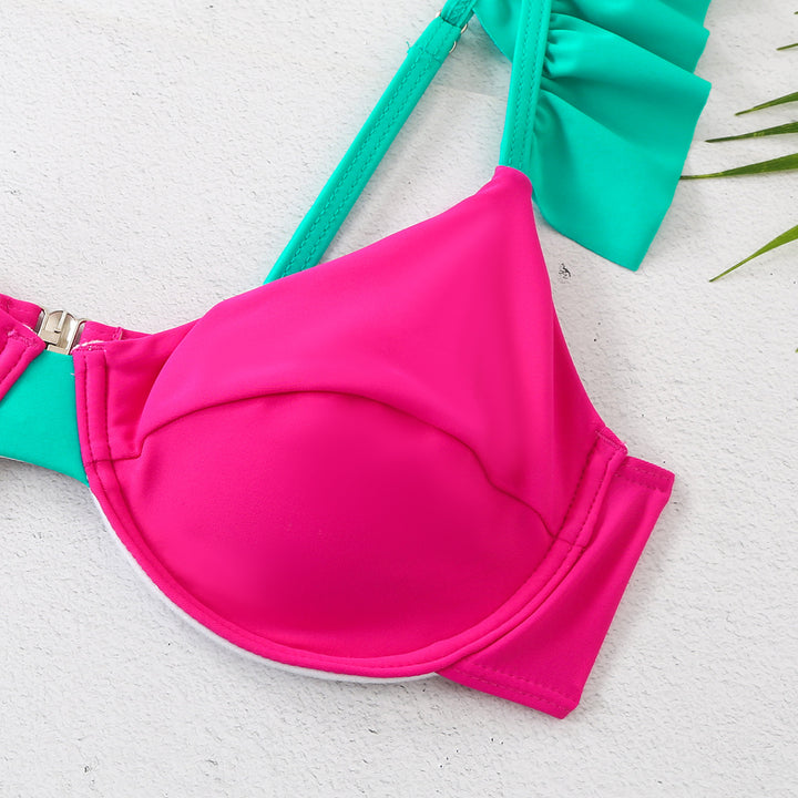 Dame bikini-sæt med dekorerede flæse-stropper og elastisk snit Stilla