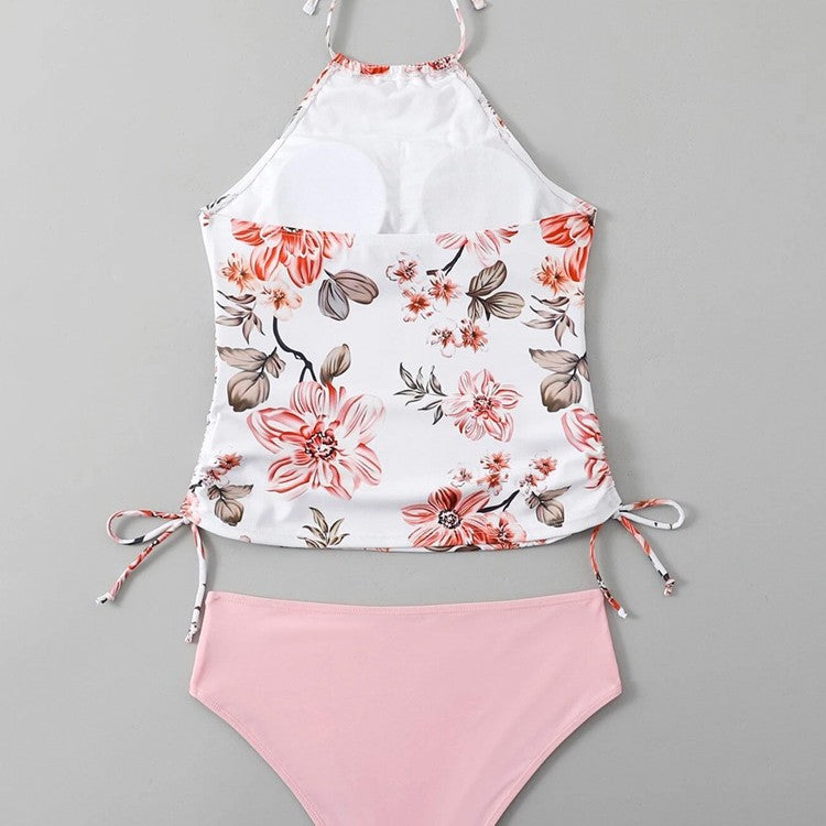 Damer Snittet Tankini med blomstret design og justerbare stropper Skovae