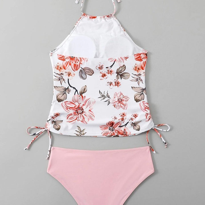 Damer Snittet Tankini med blomstret design og justerbare stropper Skovae