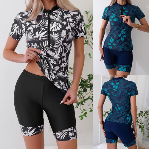 Dame Sporty todelt badesuit med moderne floral design Skovae