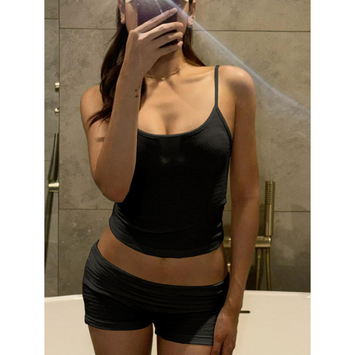Damen Lässiges Oberteil und Shorts Set mit feinem Strukturdesign Skovae