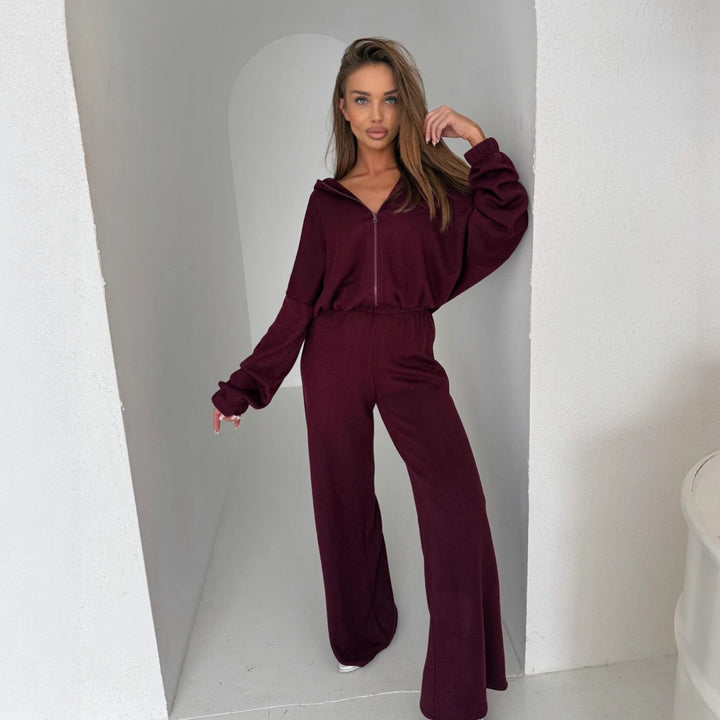 Kvinders loungewear-dragt med løstsiddende pasform og moderne hættebluse Skovae