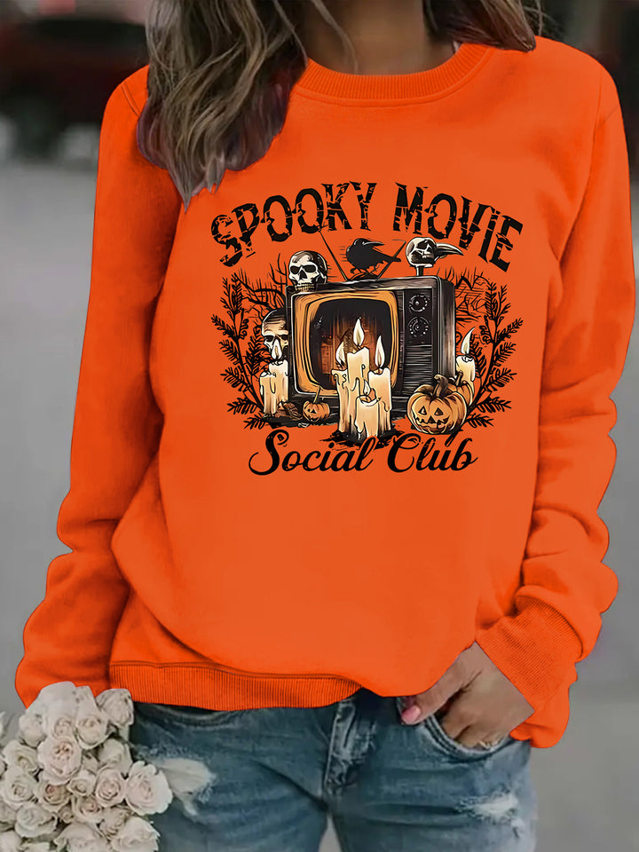 Dame sweatshirt med skræmmende film motiv og afslappet skæring Stilla