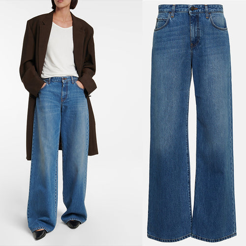 Dame brede høj talje jeans med elegant silhuet og minimalistisk design Stilla