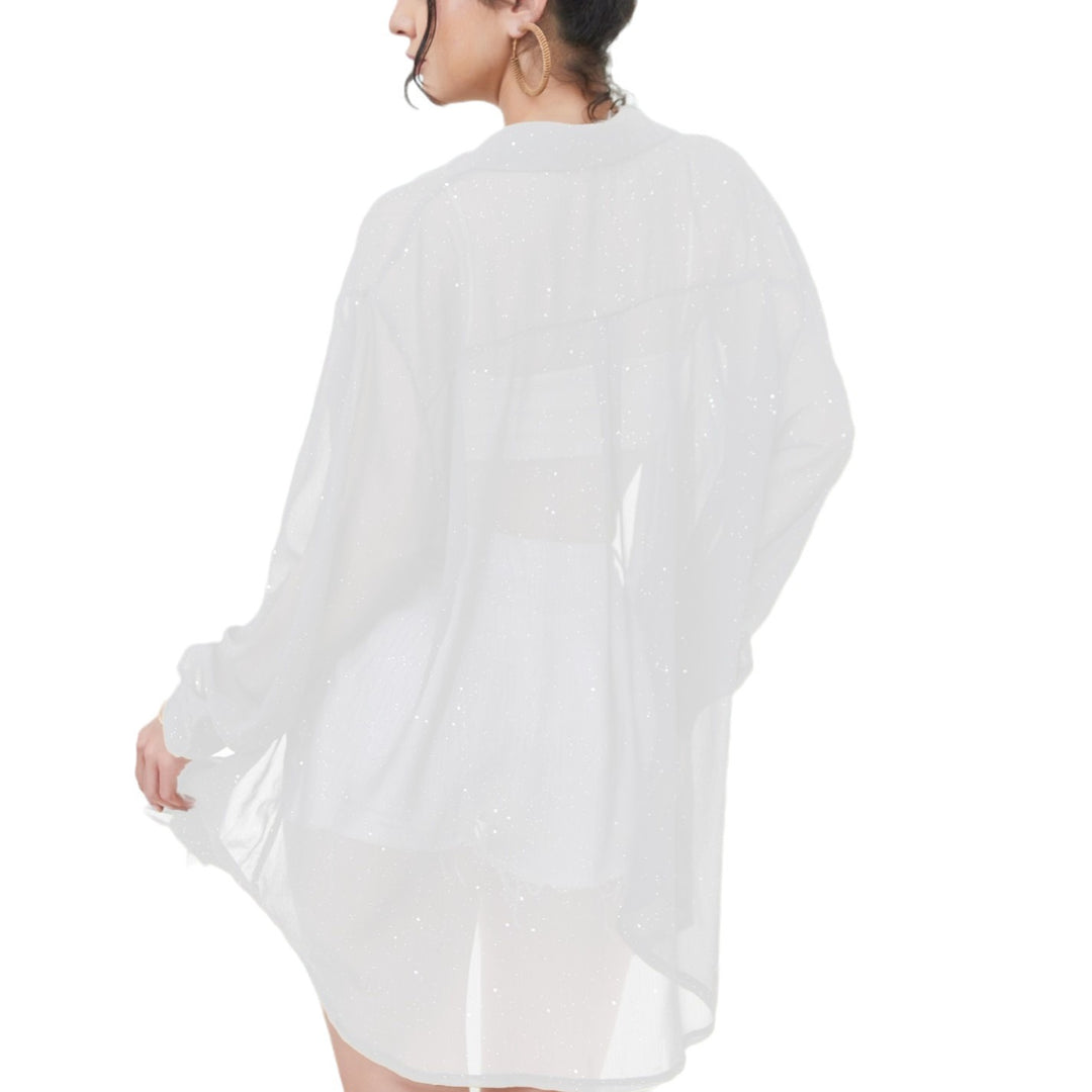 Dame Gennemsigtig Funklende Cover-Up Bluse Stilla