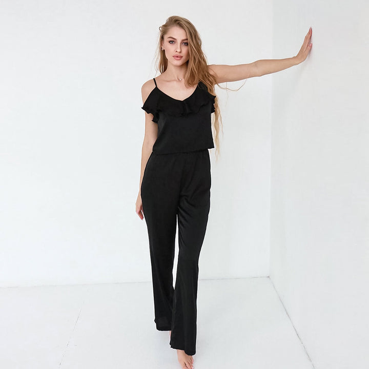 Dame elegant og luftigt Jumpsuit med flæse-detaljer Stilla
