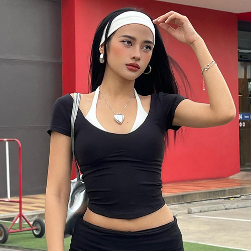 Dame moderne Crop-Top med raffinerede puffærmer Stilla