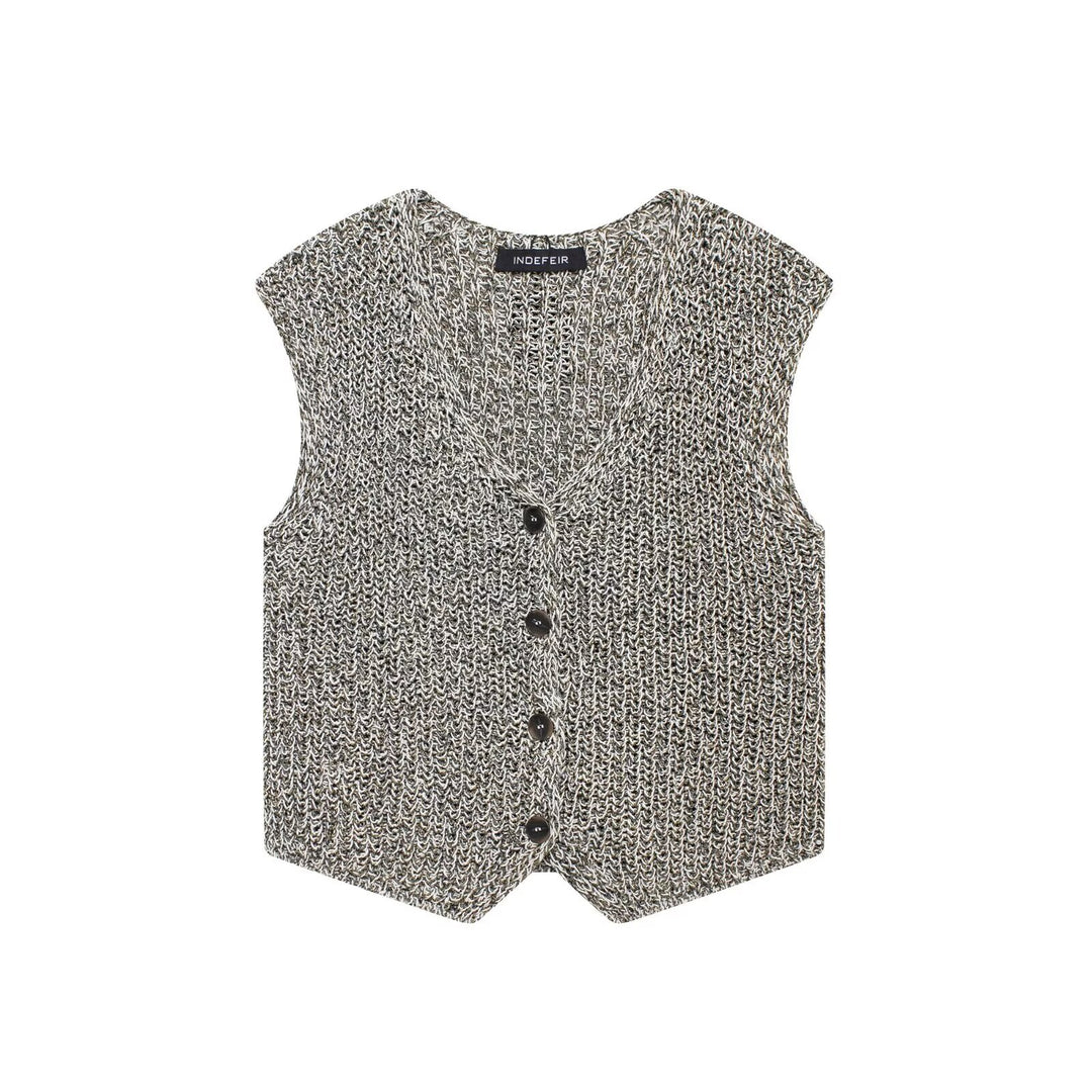 Femme Strikknap-Vest Stilla