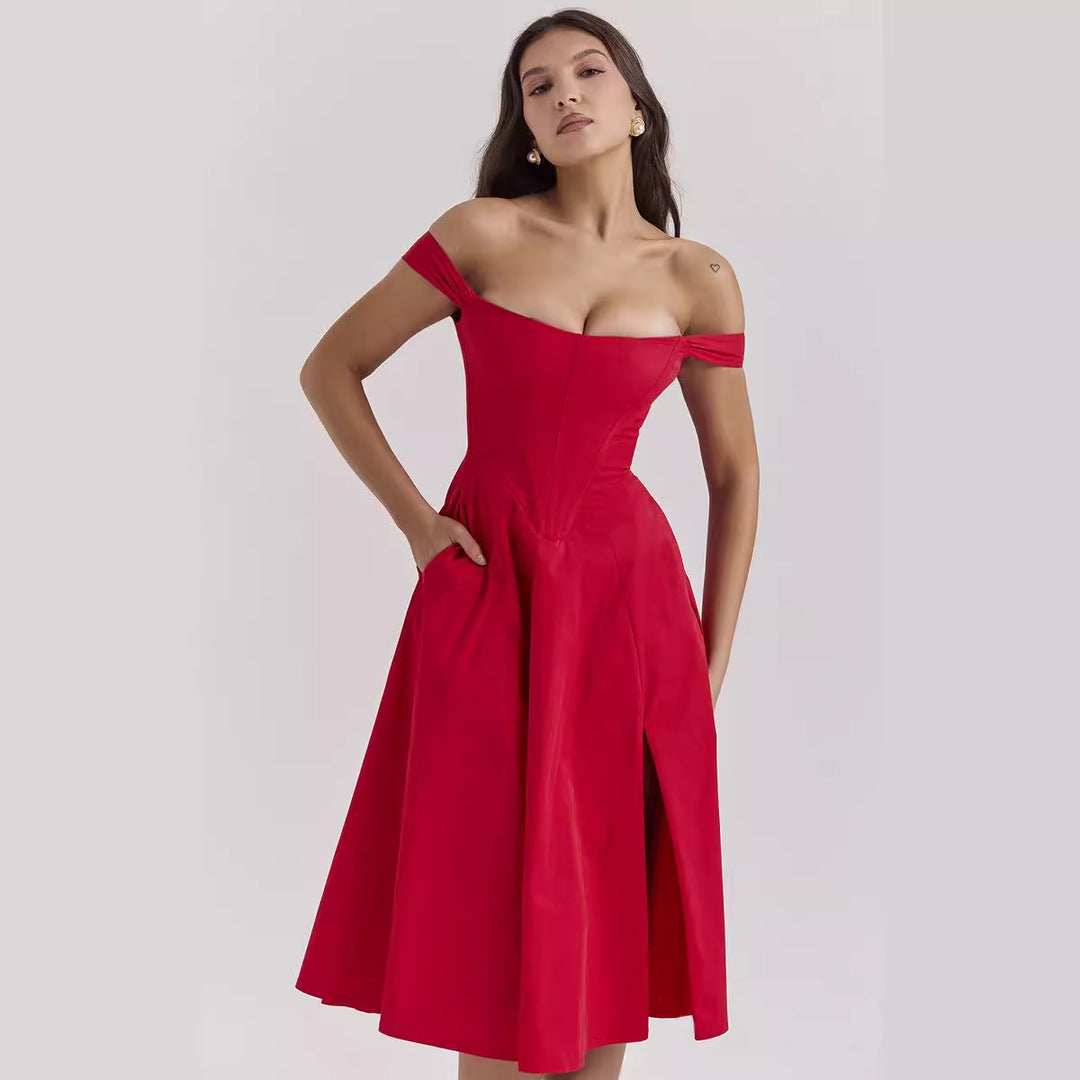 Dame Midikjole med off-shoulder design og blomster mønster Stilla