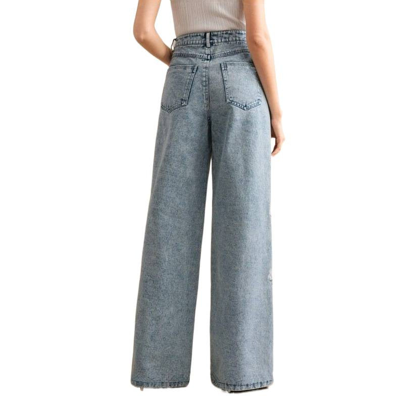 Dame Loose-Fit Jeans med blomsterbroderi Skovae