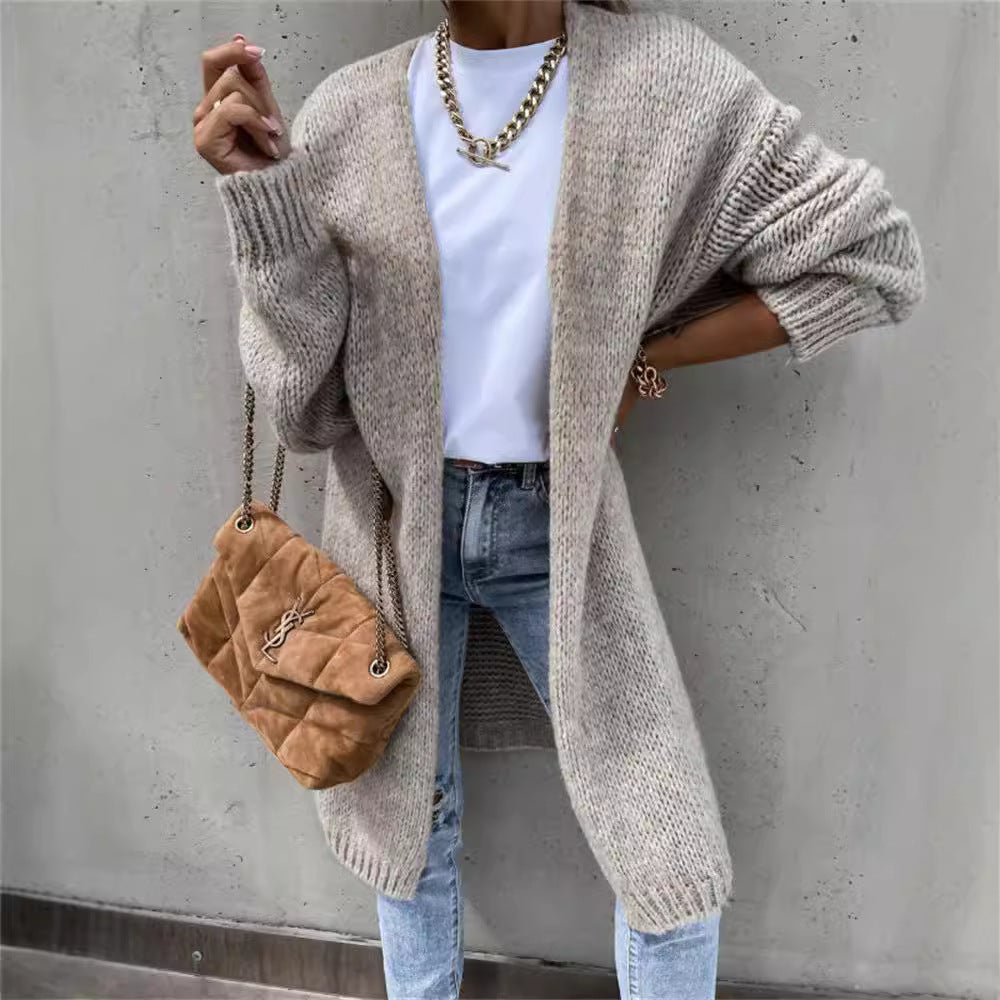 Kvinder chunky strik cardigan med oversized ærmer og fashionabelt design Stilla