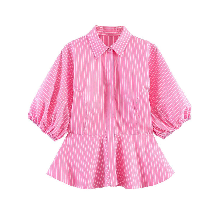 Dame bluse skjorte med voluminøse ærmer og elegant snit Skovae