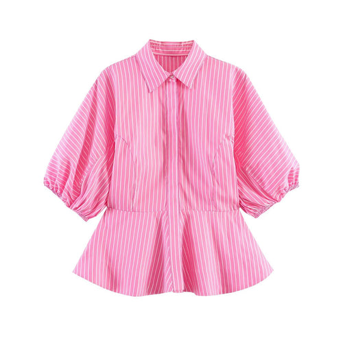 Dame bluse skjorte med voluminøse ærmer og elegant snit Skovae