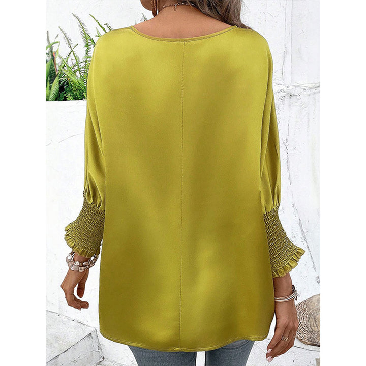 Dame elegant bluse top med trendy puffærmer Skovae