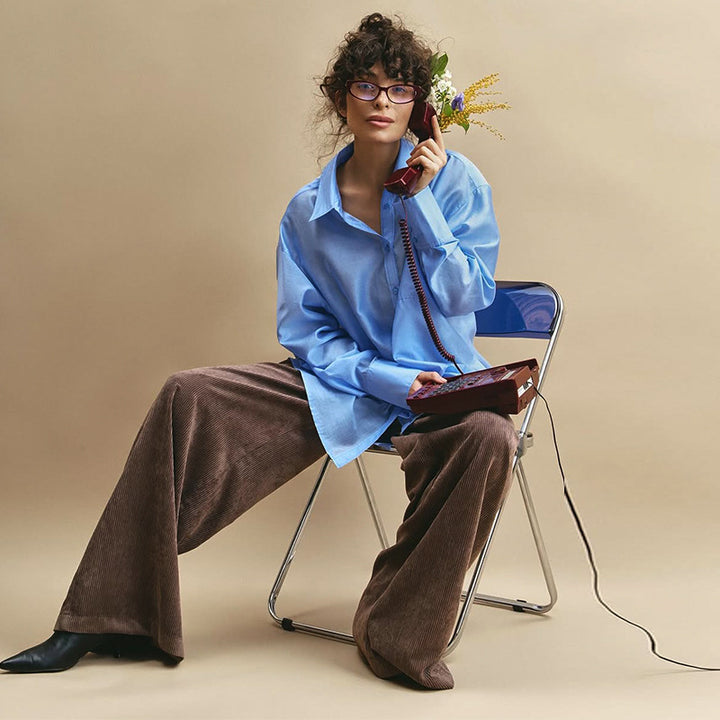 Dame Oversized Skjorte med klassisk Krave og moderne Snit Stilla