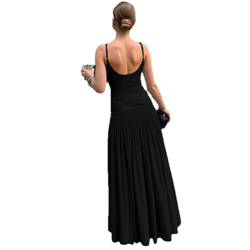 Dame Elegant Maxikjole med figursyet overdel og vid skirt Skovae