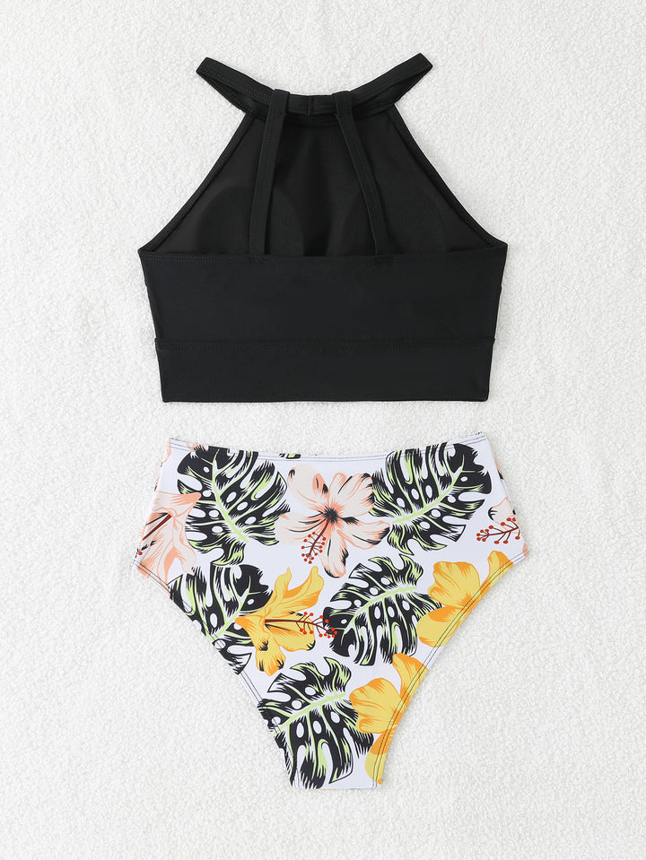 Dame Bikini-sæt med høj talje og sporty top Skovae