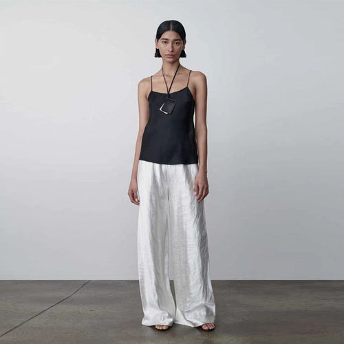 Dame elegant, bredt snittet silke bukser Stilla