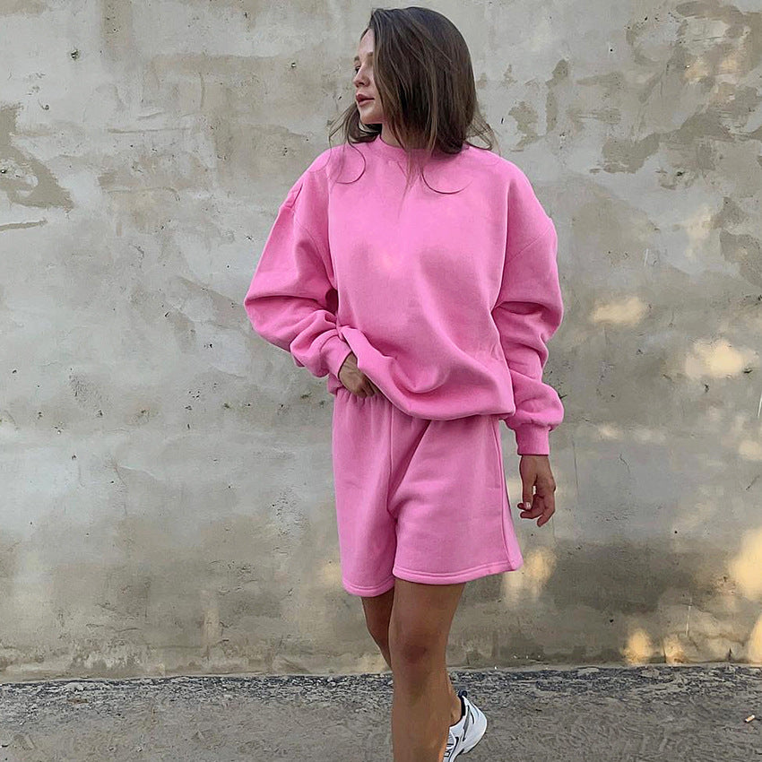 Dame Sporty Sweatshirt- og Shorts-Sæt med hyggeligt materiale Stilla