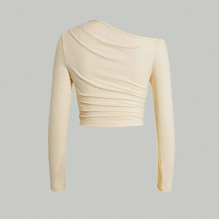 Kvindernes asymmetrisk langærmet crop top med let samlingseffekt Stilla