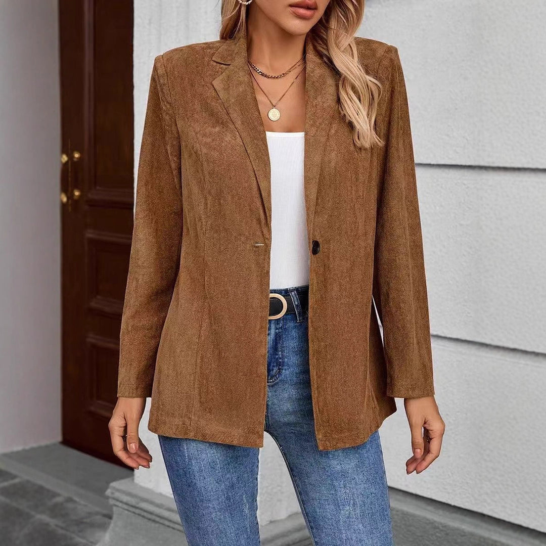 Kvinders elegante blazer lavet af velour blødt stof med en struktureret overflade Stilla