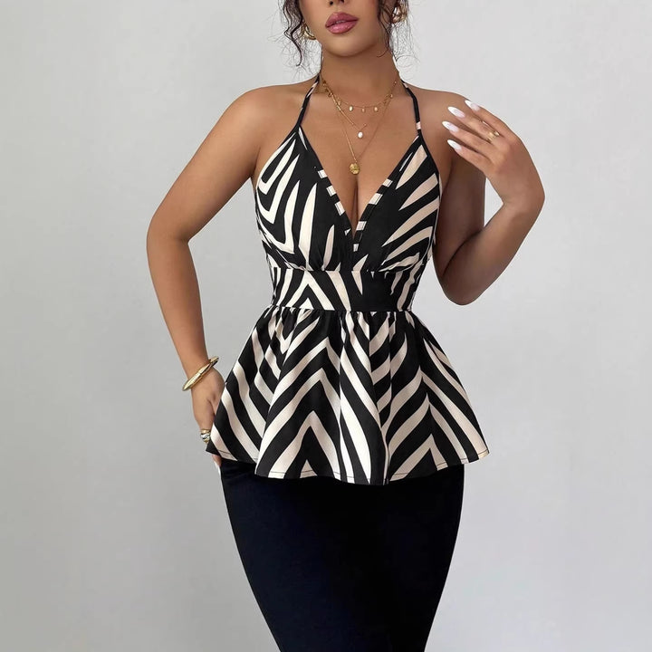 Dame Peplum-top med dekorativ V-hals Skovae