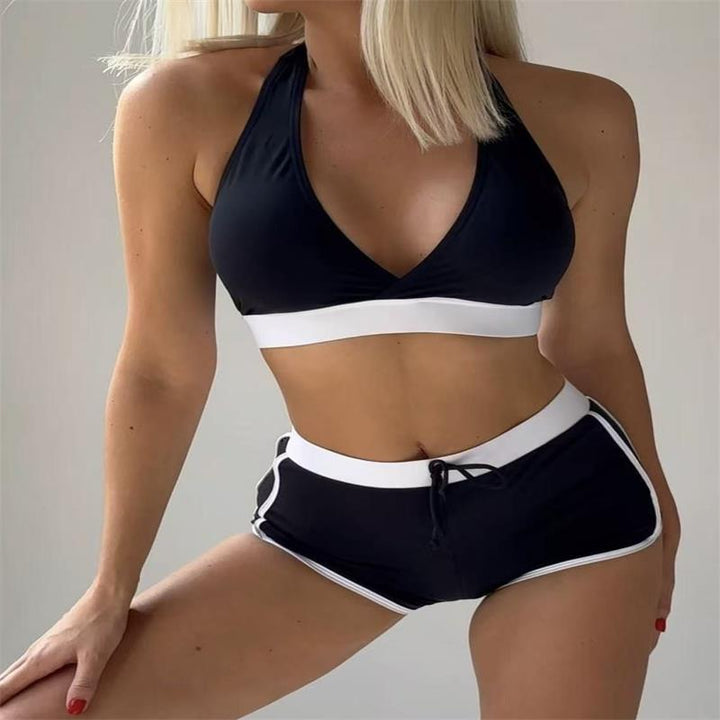Dame Sport-Bikini-Sæt med justerbare stropper og højskårne shorts Skovae