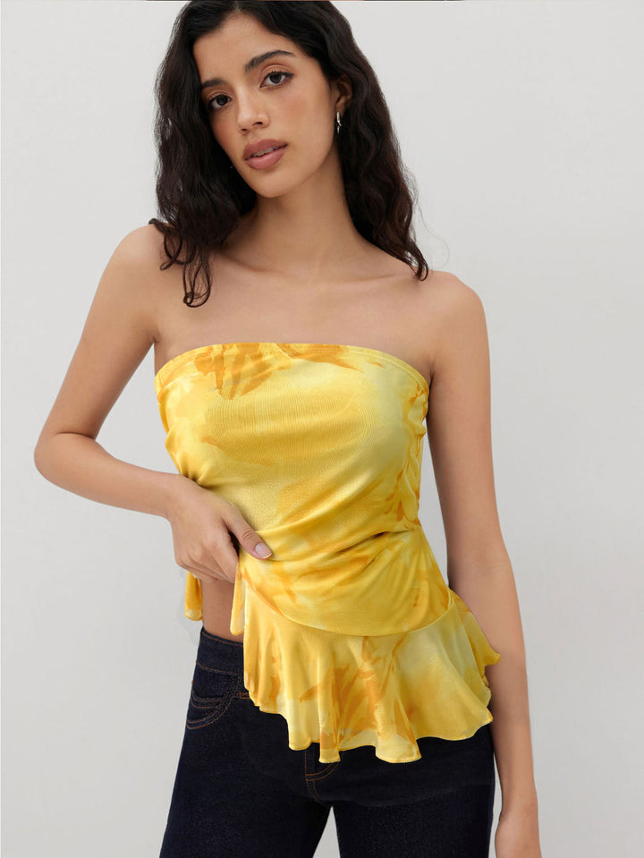 Kvinders bandeau-top med flydende flæser og frill detaljer Stilla