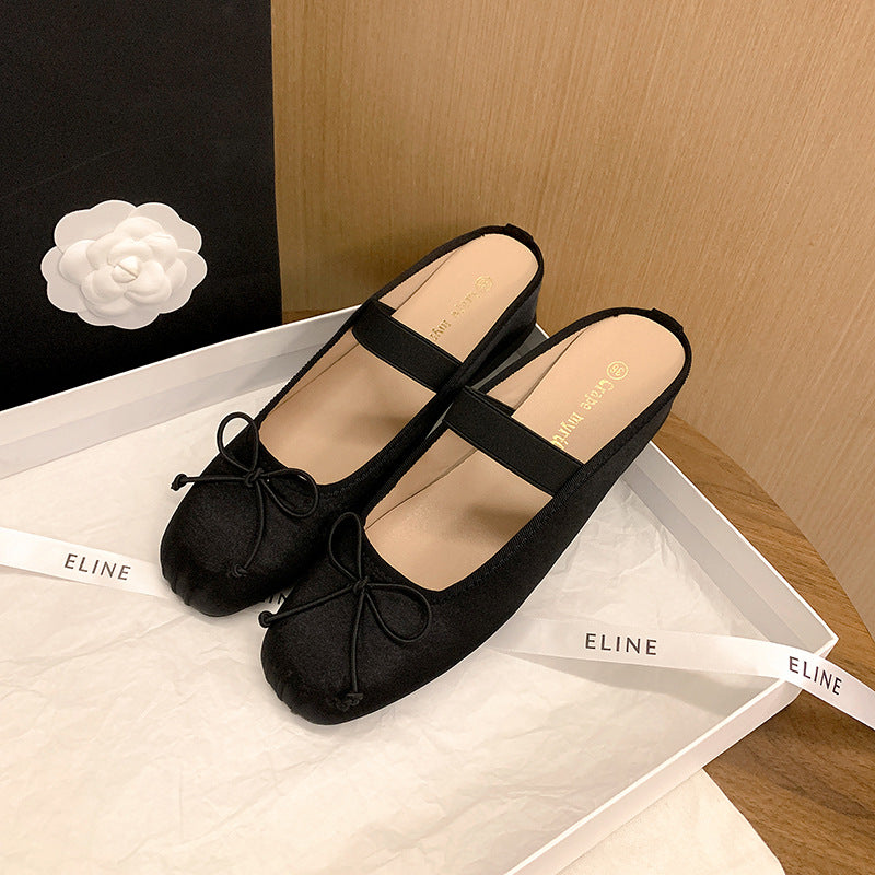 Dame Sling-Ballerinas med elegant sløjfeapplikation og behagelig hælhøjde Stilla