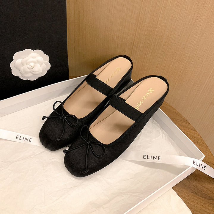 Dame Sling-Ballerinas med elegant sløjfeapplikation og behagelig hælhøjde Stilla
