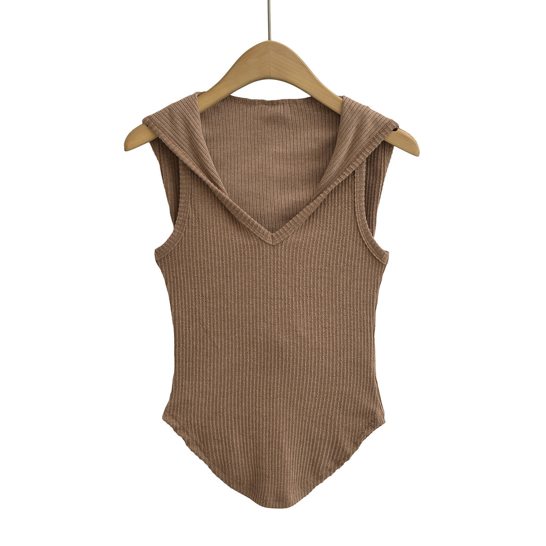 Dame ærmeløs bodystocking med dyb V-udskæring og moderne hættedesign Stilla