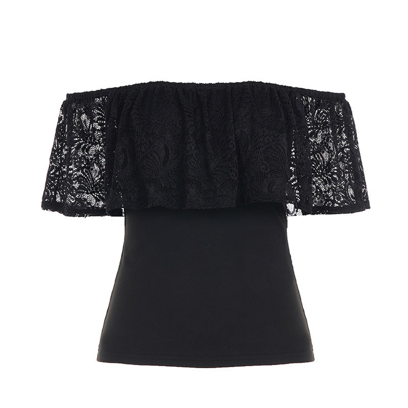 Dameoberdel med spidsel-overlap og off-shoulder design Skovae