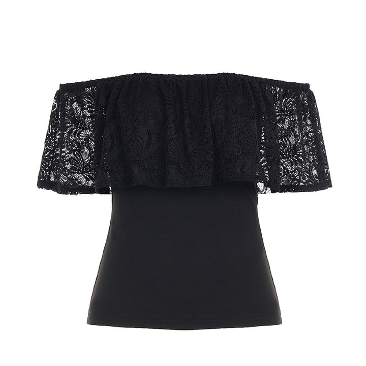 Dameoberdel med spidsel-overlap og off-shoulder design Skovae