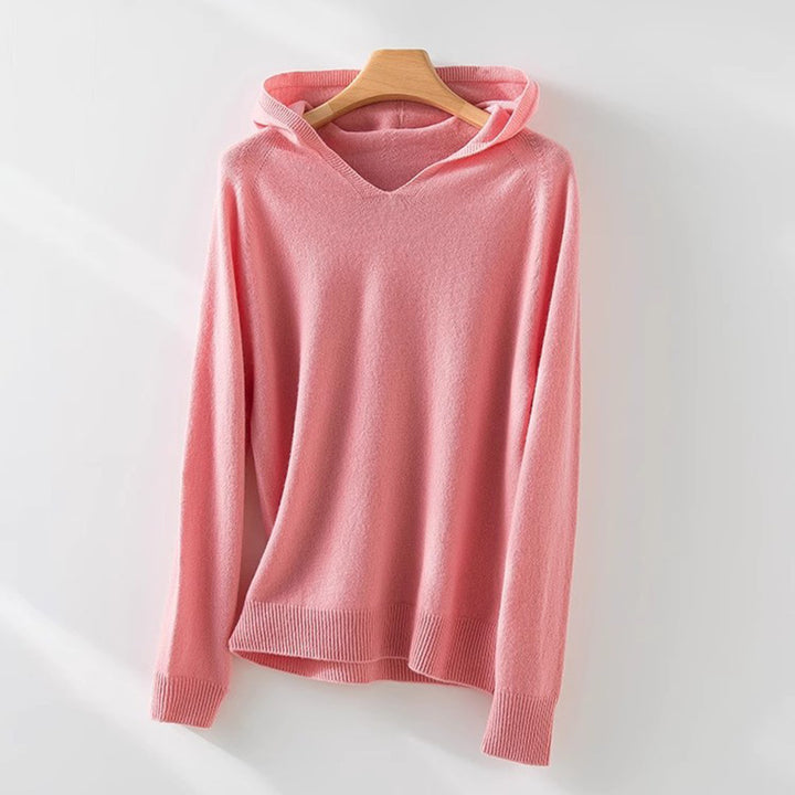 Dame luftig sweatshirt med V-hals og integreret hætte-design Stilla