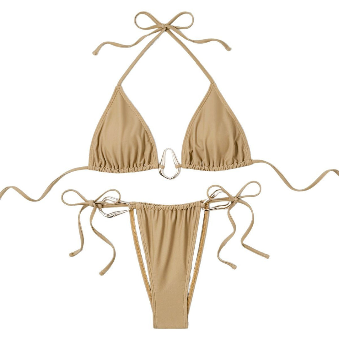 Dame Triangel-Bikini med justerbar lukning og elegant metall-detalje Stilla