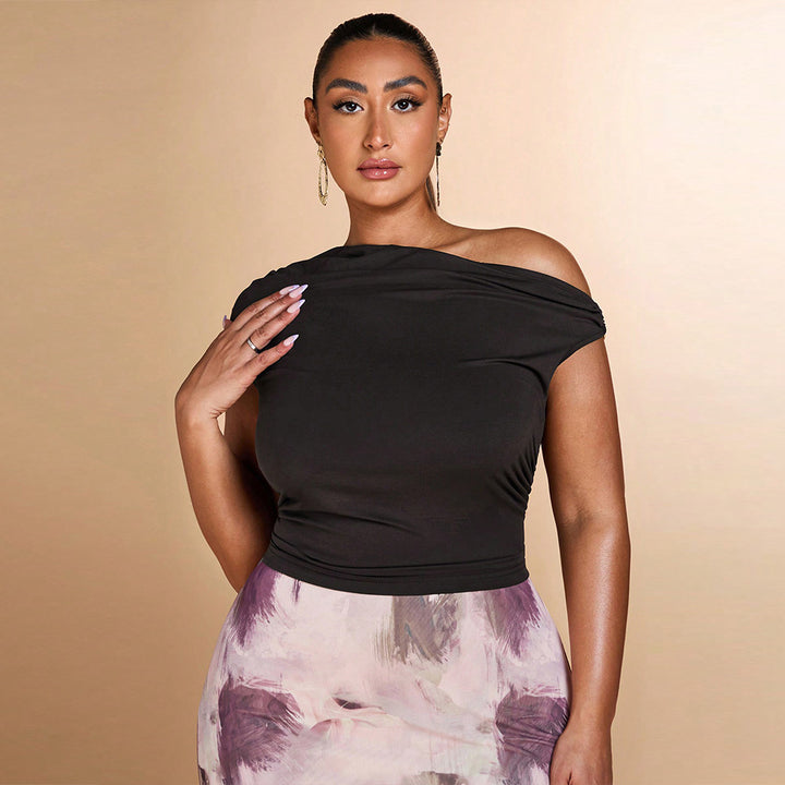 Dame elegant off-shoulder top med rynker Stilla