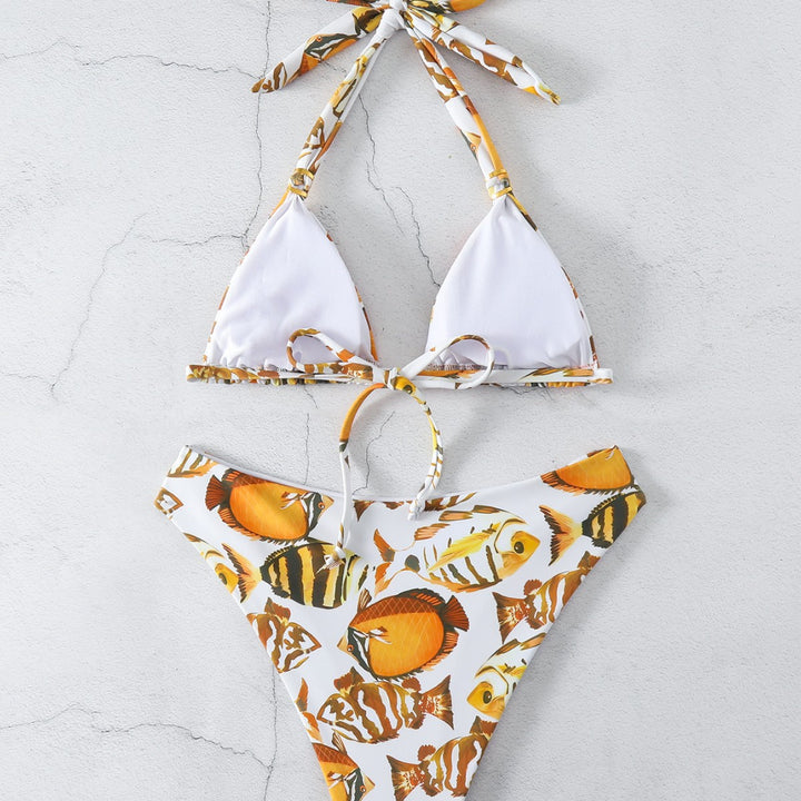 Dame Triangel-Bikini-Sæt med justerbart snøre-design Skovae