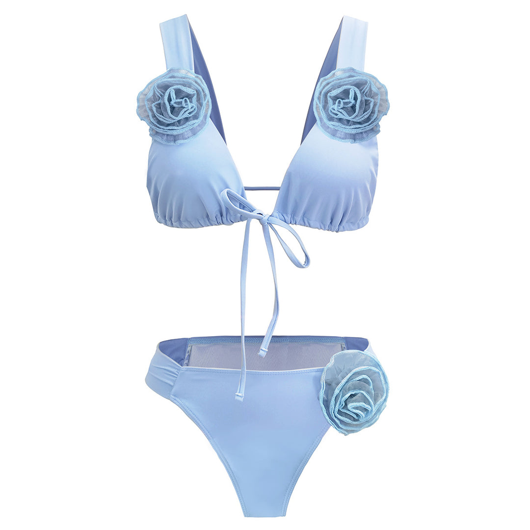 Dame bikini-sæt med raffinerede blomsterapplikationer og moderigtigt snit Stilla