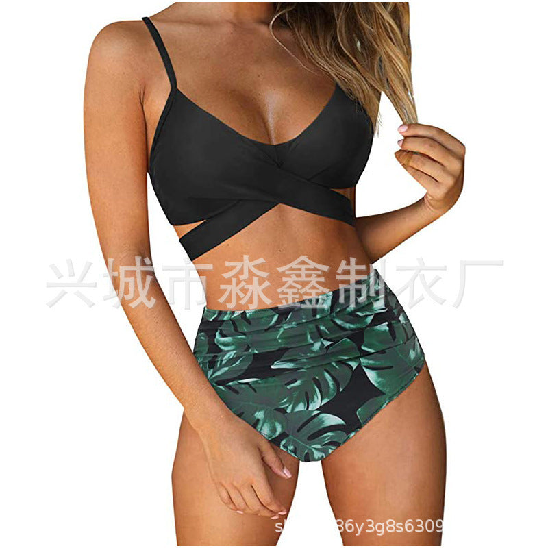 Dame Crop-Top bikini sæt med flettet design Skovae