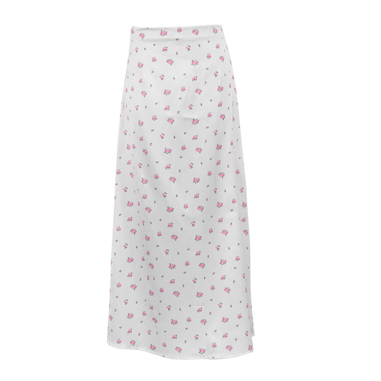 Dame Maxi-Nederdel med blomstermotiv og høj talje Stilla