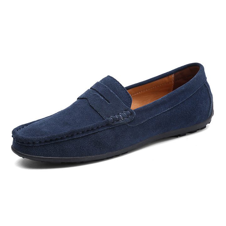 Herrer nan elegant wildlæder loafers med håndsyet moresyning og skridsikker gummiprofil sål Skovae