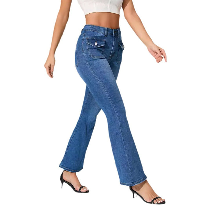 Dame Bootcut-jeans med høj talje og dekorative lommer Stilla